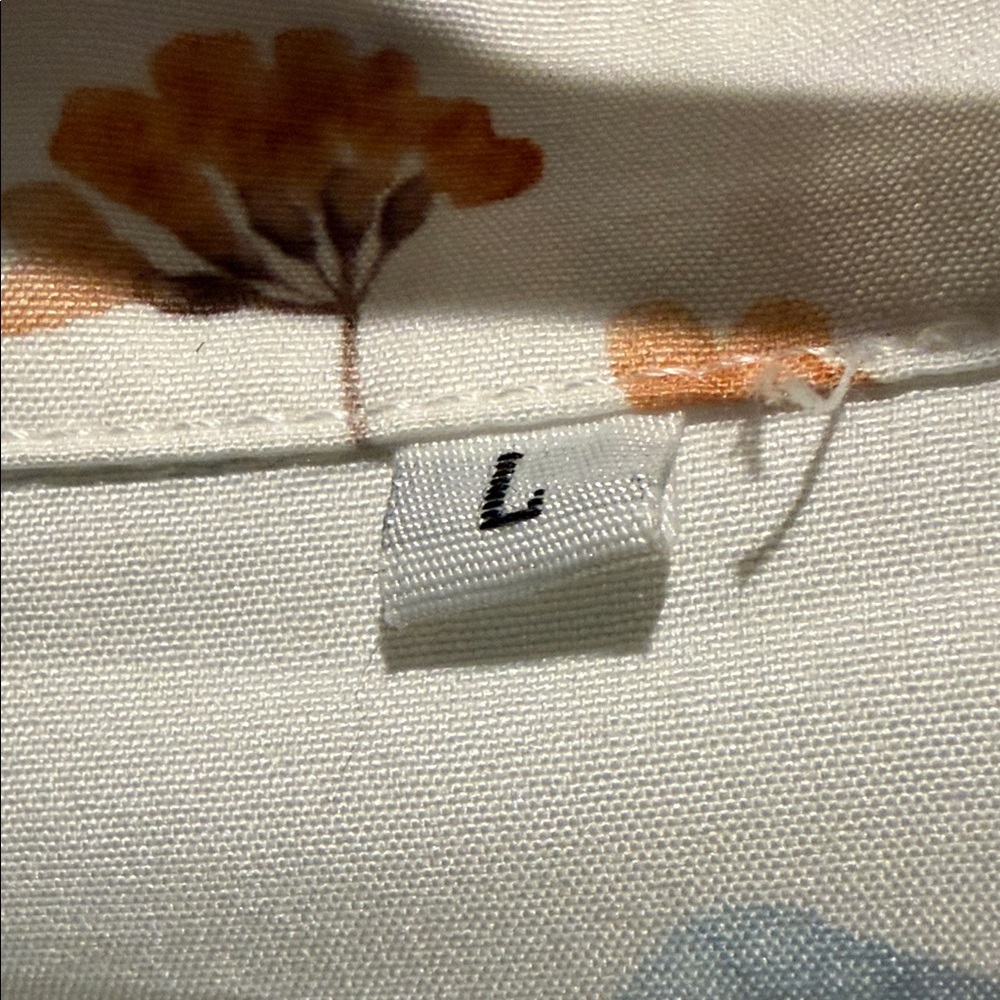 Floral Ruffle Blouse - White with Blue and Orange Accents - Picture 3 of 4